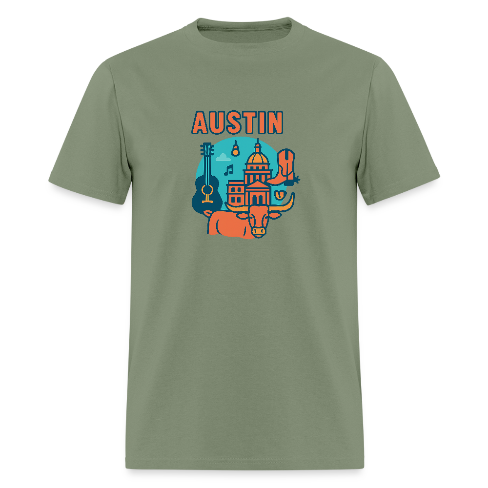 Austin travel t-shirt - military green