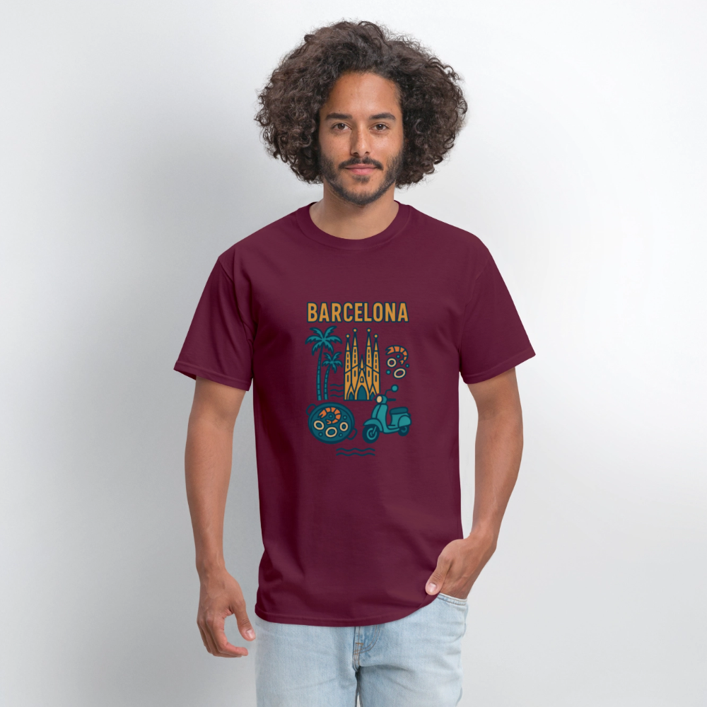 barcelona travel t-shirt - burgundy