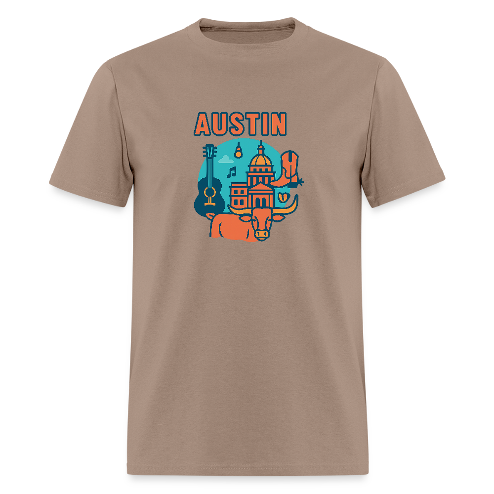 Austin travel t-shirt - brown savana