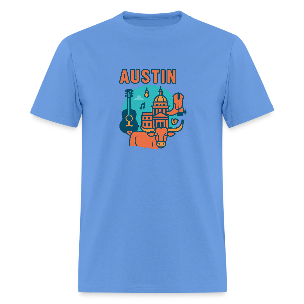Austin travel t-shirt - carolina blue