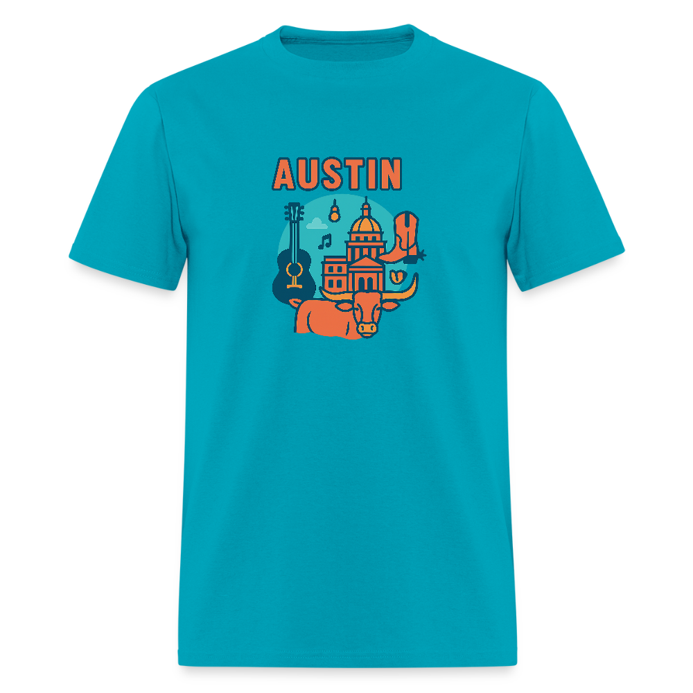 Austin travel t-shirt - turquoise