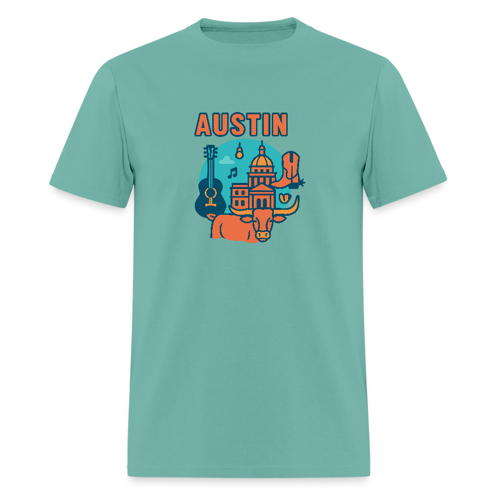 Austin travel t-shirt - aquatic