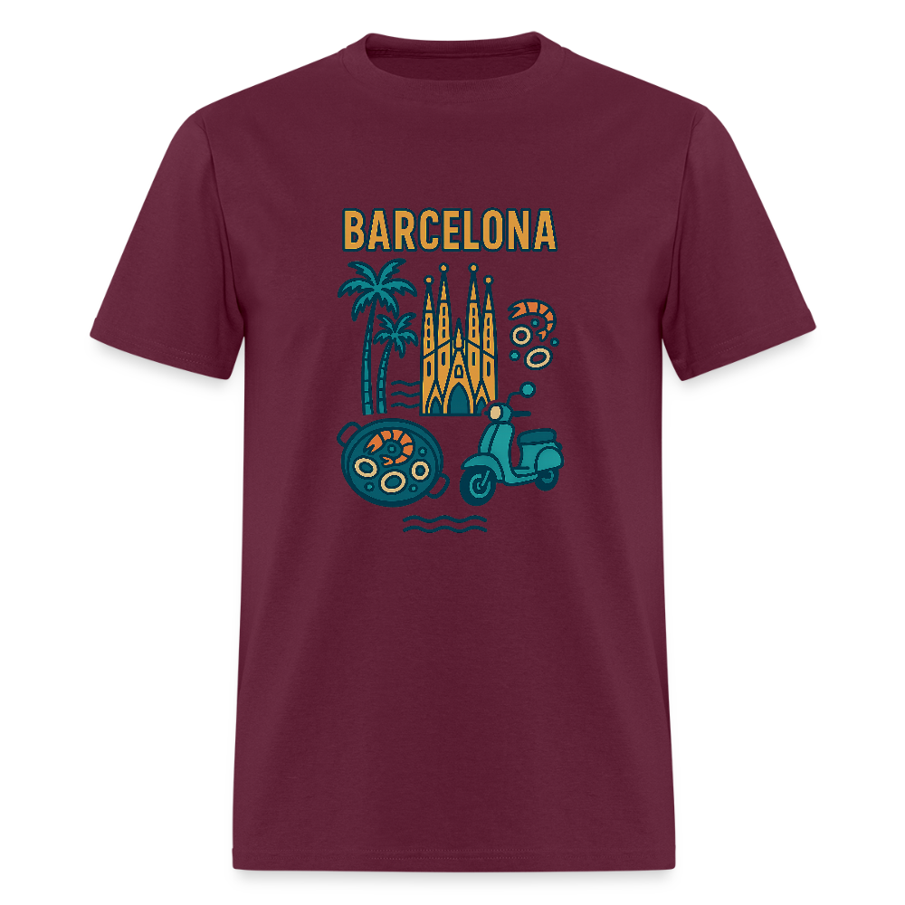 barcelona travel t-shirt - burgundy