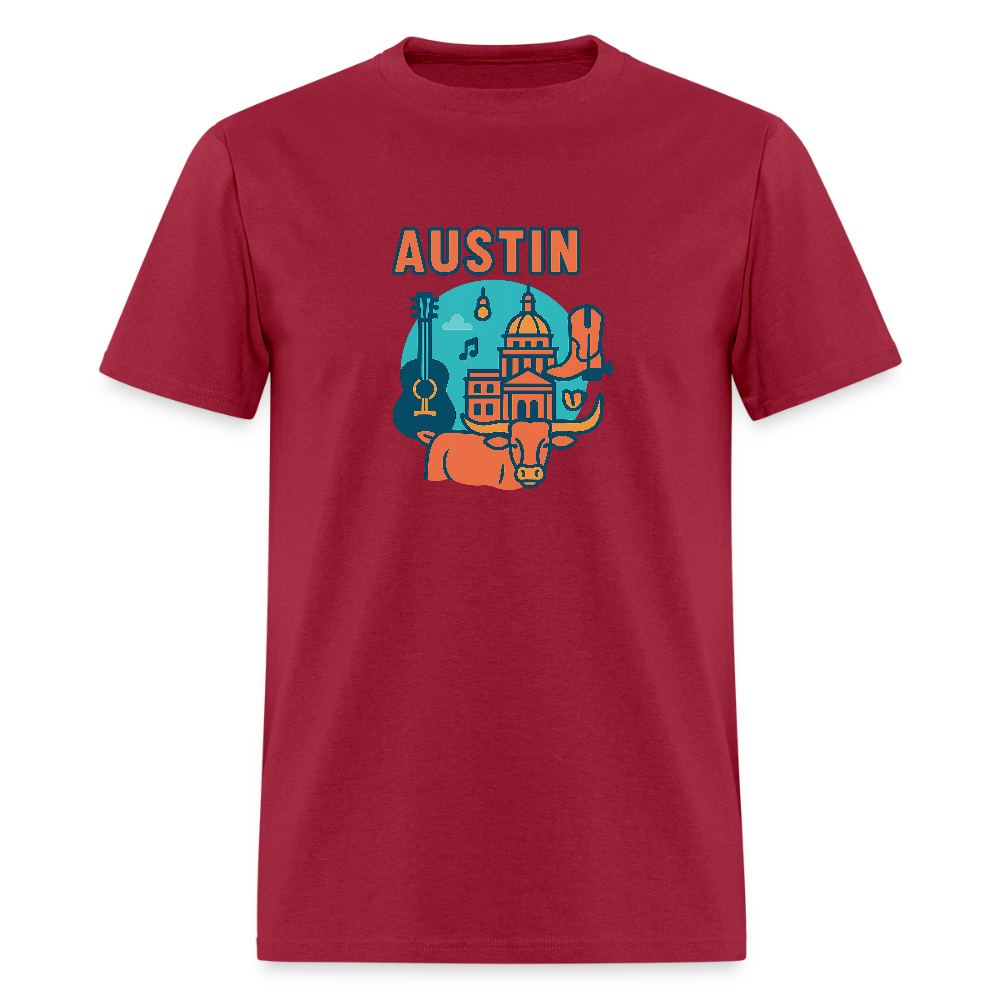 Austin travel t-shirt - dark red