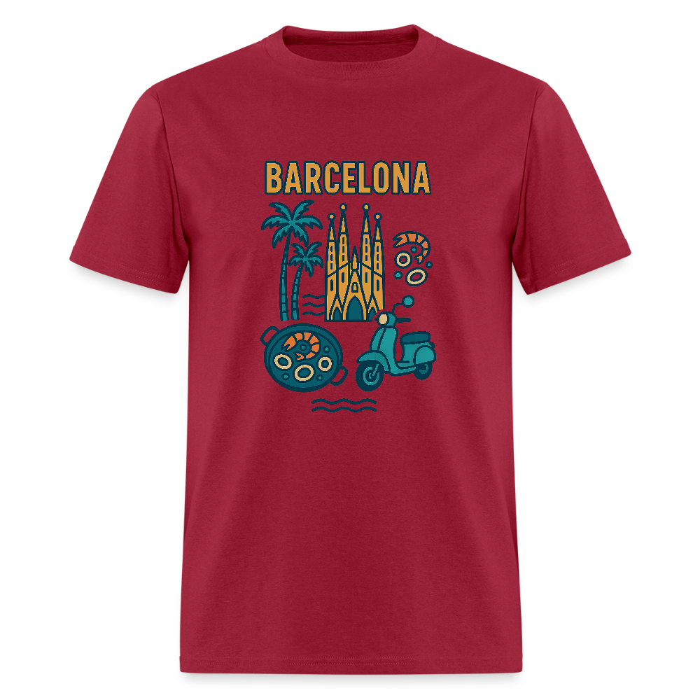 barcelona travel t-shirt - dark red